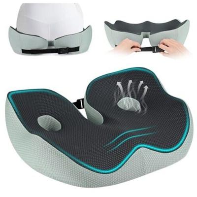 Coussin coccyx orthopédique - OKZ - Mousse à mémoire - Forme en U - 48x39 cm - Base antidérapante - Ventilation intégrée