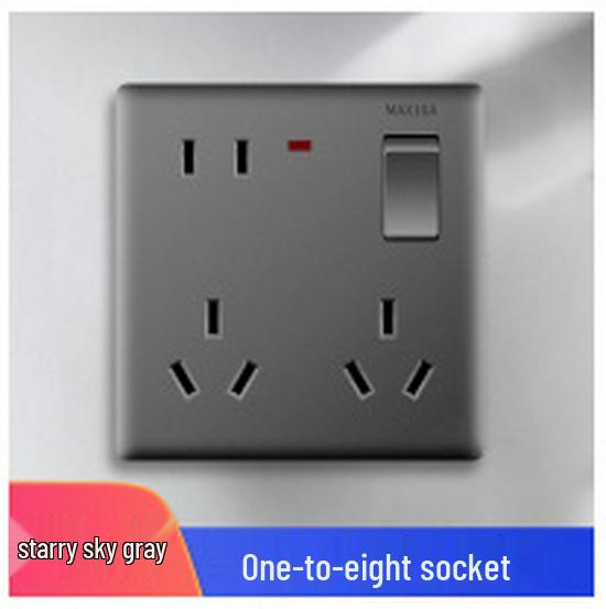 White Recessed Single Gang 86-Type Wall Switch Socket Panel with 8 Multi-Hole Outlets