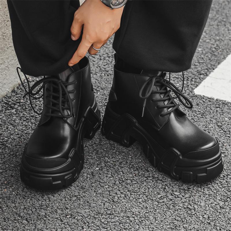 2024 new niche blade derby shoes men's trendy Darth Vader matte platform leather shoes big head locomotive boots 4324-J
