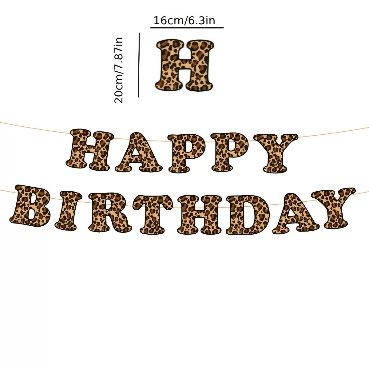 1set Leopard Print Happy Birthday Banner Gold Leopard Print Boy Girl Baby Shower Safari Animal Theme Party Decoration Supplies