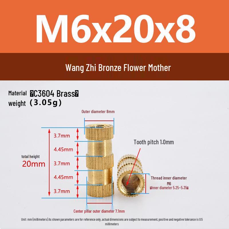 M1-M10 Knurled Brass Heat Insert Nut for Injection Molding