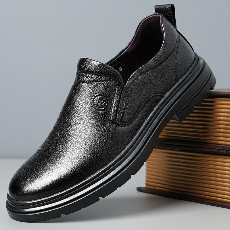 Модная мужская осенне-зимняя новая кожаная обувь на мягкой подошве — фото 3