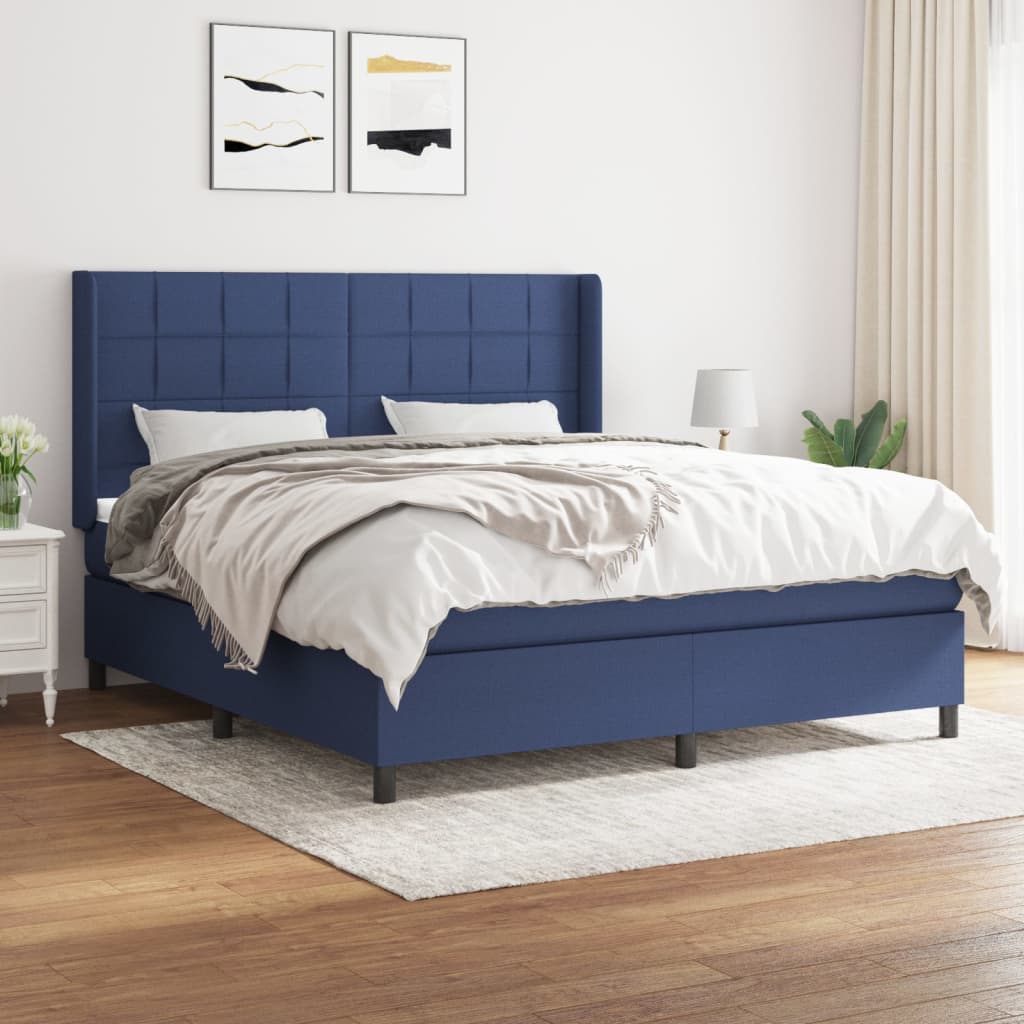 Box Spring Bed with Mattress Blue 180 x 200 cm Fabric