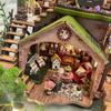 Forest hut handmade assembly miniature house model antique style attic small courtyard wooden assembly decorative ornaments