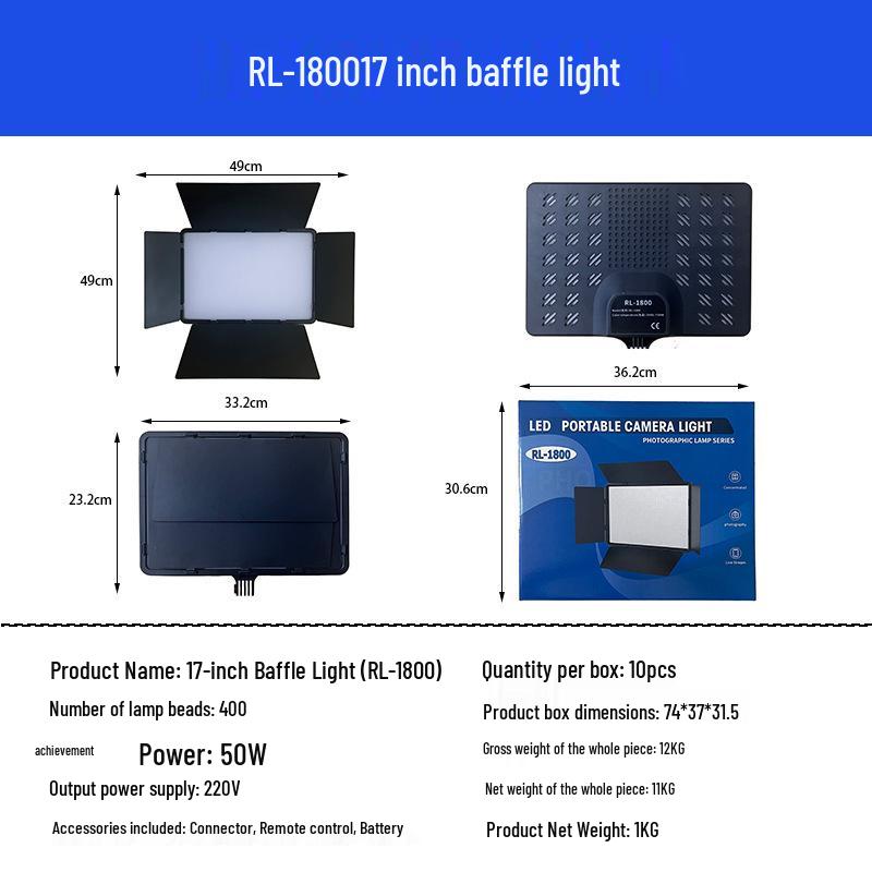Lumină LED Pătrată de Umplere cu Patru Panouri pentru Fotografie, pentru Portrete de Interior/Exterior și Transmisiuni Live