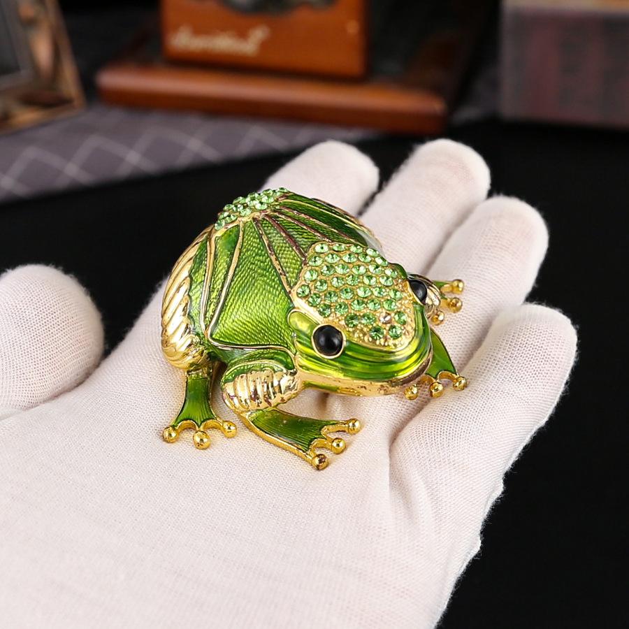 Neue Diamantbesetzte Frosch Schmuckschatulle Exquisite und Niedliche Mini Frosch Schmuckschatulle Schmuck Aufbewahrungsbox Heimdekoration