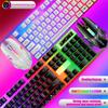 RGB Rainbow Backlit Wired Keyboard and Mouse Set - Comfortable Floating Keycaps, Durable for Office Business