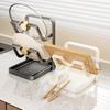 Pot Lid Storage Rack Kitchen Counter Organizer Countertop Pot Lid Organizer with Removable Drip Tray Spoon Kitchen for Lids