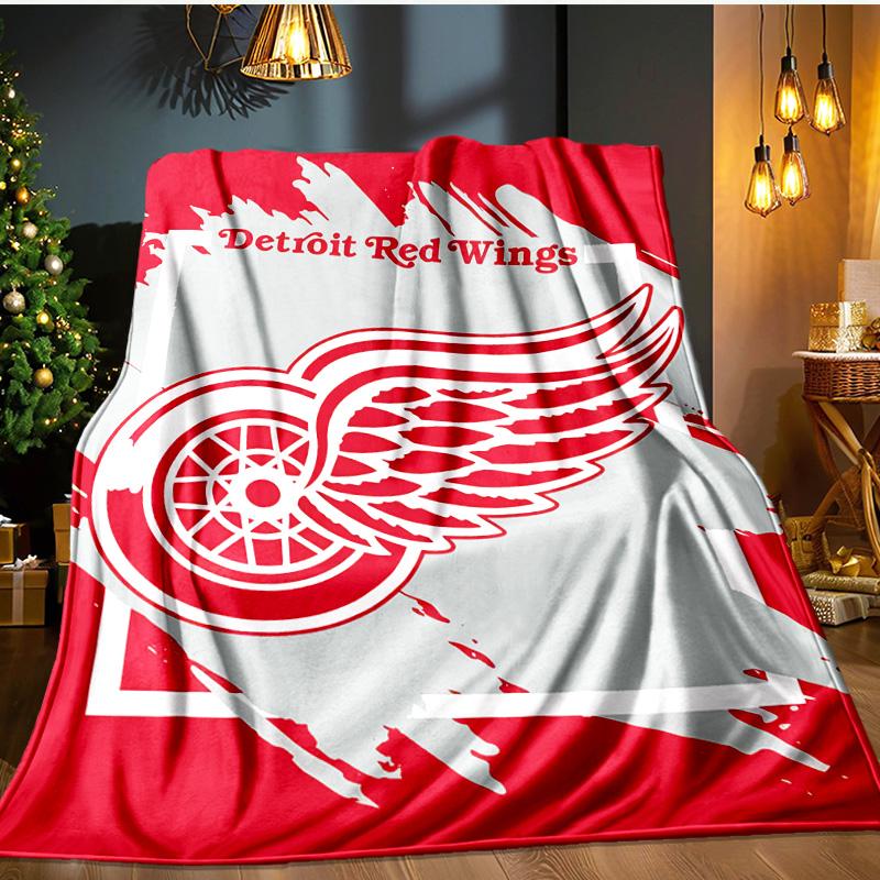 Vintage Detroit Wings Logo Decke Flanell Überwurf für Sofa, Innenbereich, Camping, Wohnzimmer, Büro, Stuhl und Bett Weiches Geburtstagsgeschenk