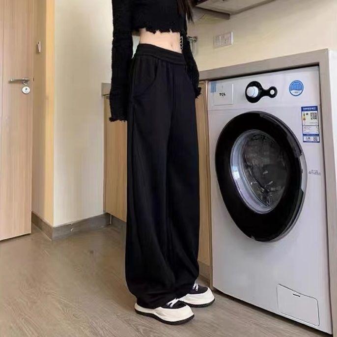 Women's High-Waist Coffee Straight-Leg Sweatpants - Trendy Spring & Autumn Casual Loose Fit