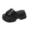 Fashion 8CM Non-slip Outdoor High Platform Rhinestone Mule Shoes Woman New Summer Sandals Ladies Brand Design Bling Wedge Slide Slipper