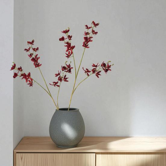 3-Fork Artificial Orchids Decoration, Realistic Fake Silk Flower with Stem, Faux Bloom for Wedding Party Home Office Table Centerpiece