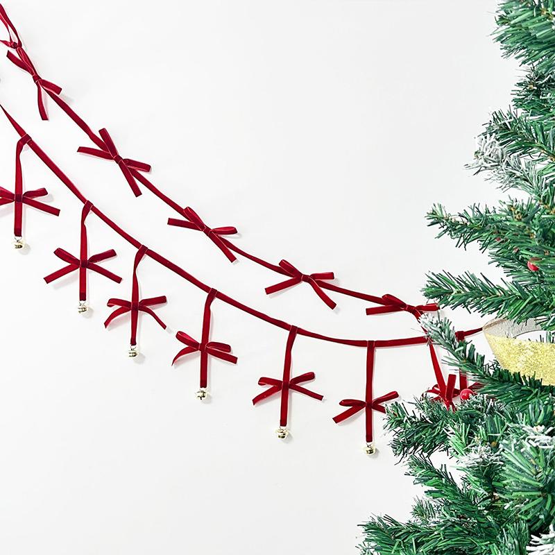 Christmas Home Decorations Handmade Bow Bells New Year Party Warm Atmosphere Decor Hanging Pendants Bows Diy Xmas Tree Ornaments