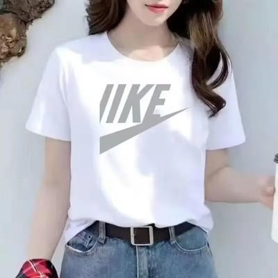 Casual White Short Sleeve T-Shirt Women's Korean Style Loose Summer Fashion Student Wear Polyester Fiber Crew Neck Top