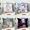 ReZero Rem Pillow Case For Car Sofa Decorative Home Doublesided Print Plush Square Throw Pillow Cushion Cover