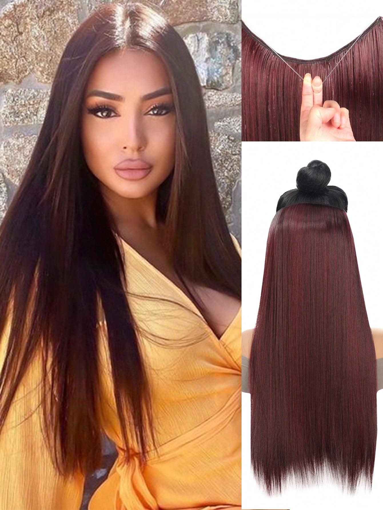 

24-дюймовые синтетические накладные волосы с невидимой проволокой без зажимов в накладных волосах, накладные волосы из рыбьей лески, накладные волосы для женщин, повседневное использование на вечеринках 20inch