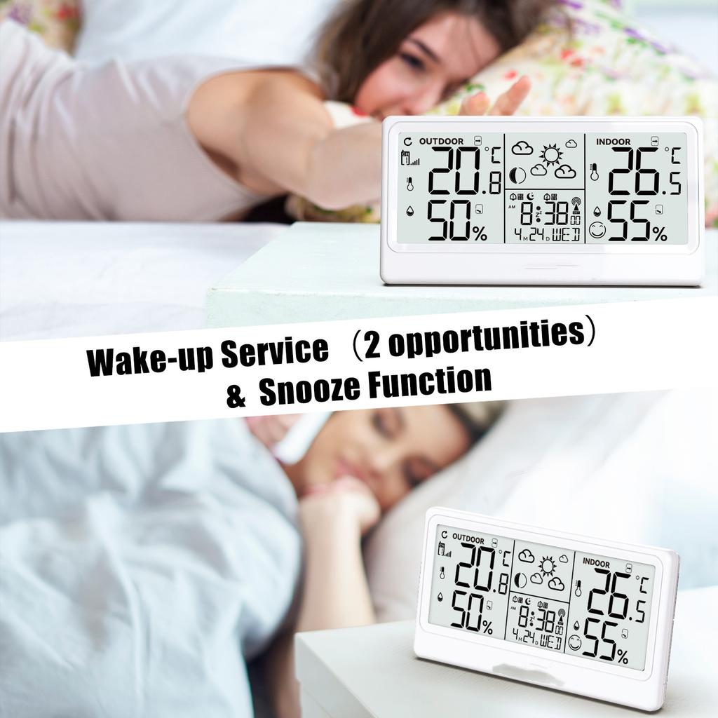 Digital Desk Clock Large Screen Multifunctional Weather Alarm Clock With Mold Index HD LCD Display Weather Forecast Home Decor