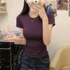 Women Solid Color Slim Fit Short Sleeve Crew Neck Casual T Shirt