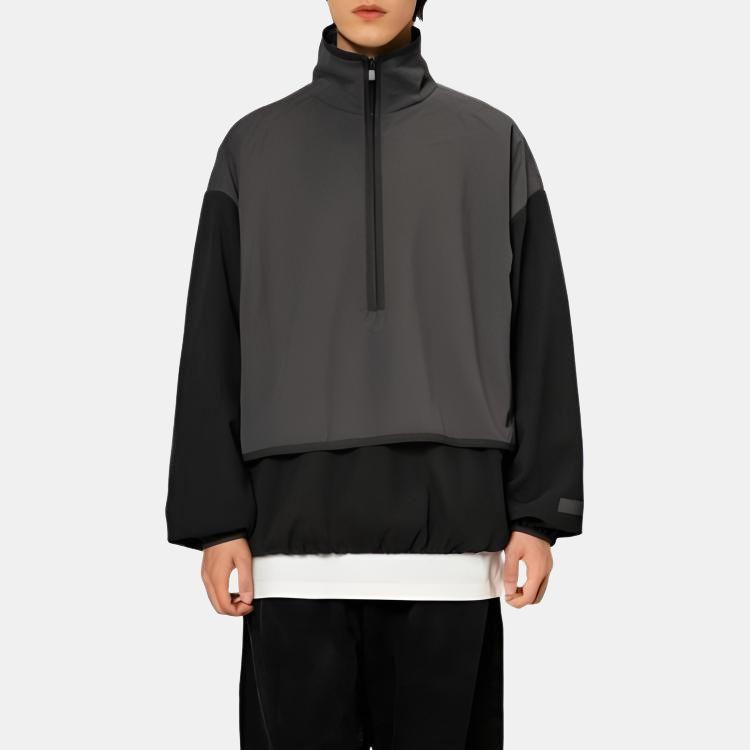 Fear Of God Essentials SS24 Nylon Fleece Mockneck Loose Fit Long Sleeve American Heavyweight Sweater Men sweater Black 202SU244300F