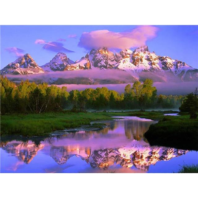 5D bricolaj broderie cu diamant peisaj natural pădure pictură cu diamant peisaj lac artizanat complet rotund burghiu pătrat cadou decor