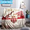 Custom Name As Monaco Fc Crest Flannel Blanket, Use for Birthday/Holiday Gift, Soft Blanket for Sofa/Bed/Camping/Office, Home Decor