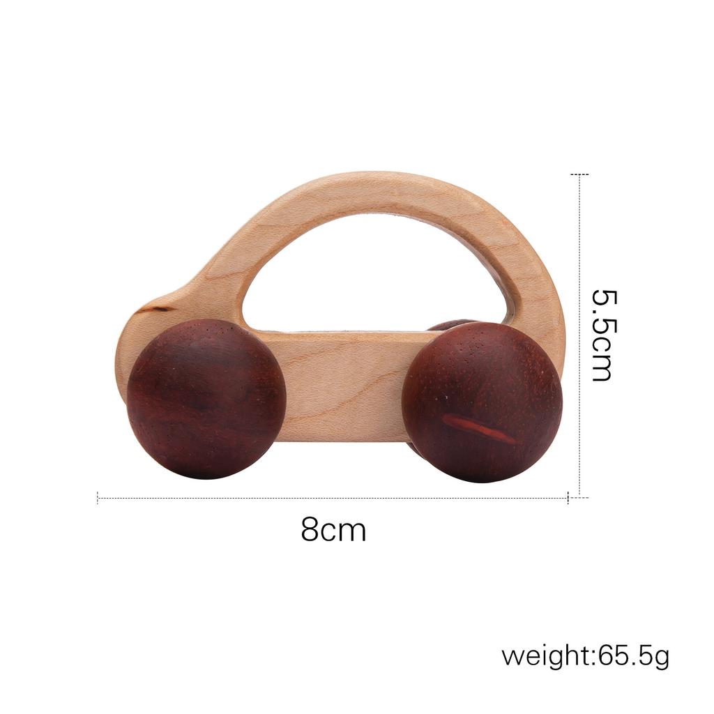 Walnut Wood Mini Colorful Car, Children Early Education Educational Wooden Building Block Toy, Infant Toddler Push Cart