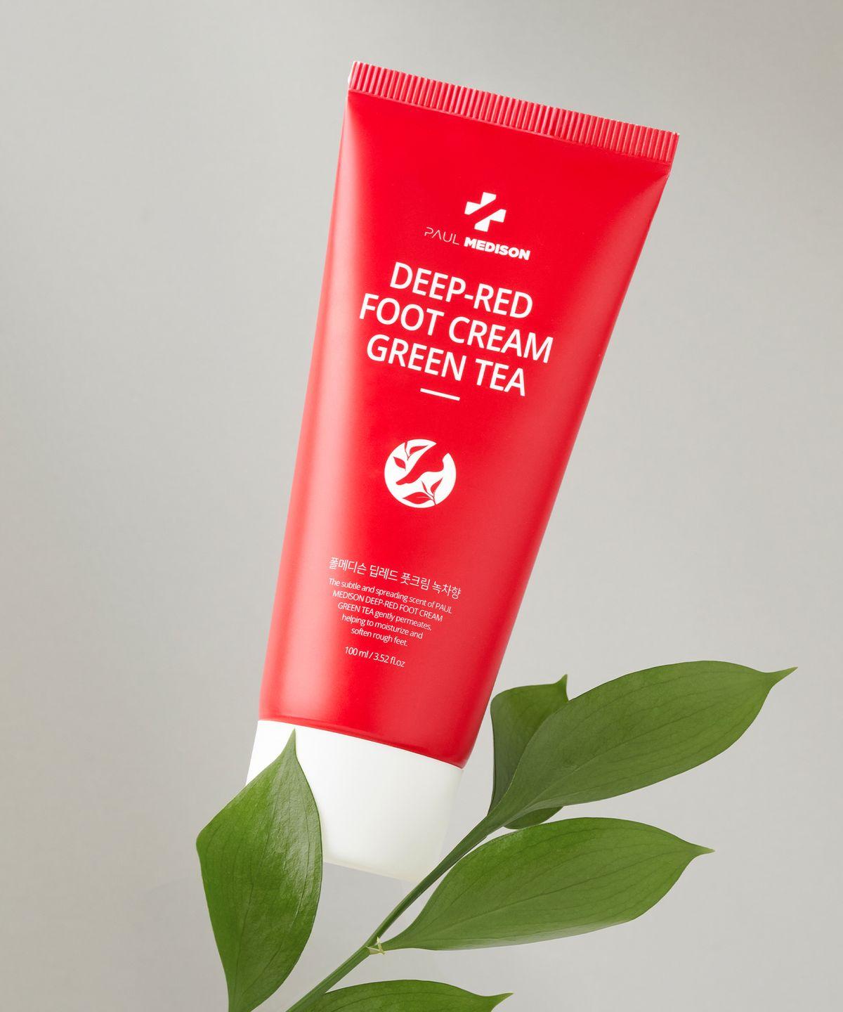Deep Red Foot Cream Green Tea Scent 100ml