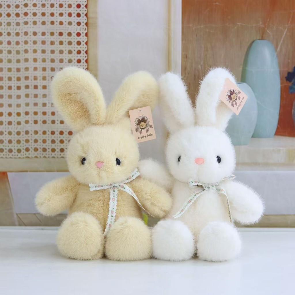 Cute Plush Rabbit Stuffed Animal Toy With Ribbon Bow For Home Decor Office