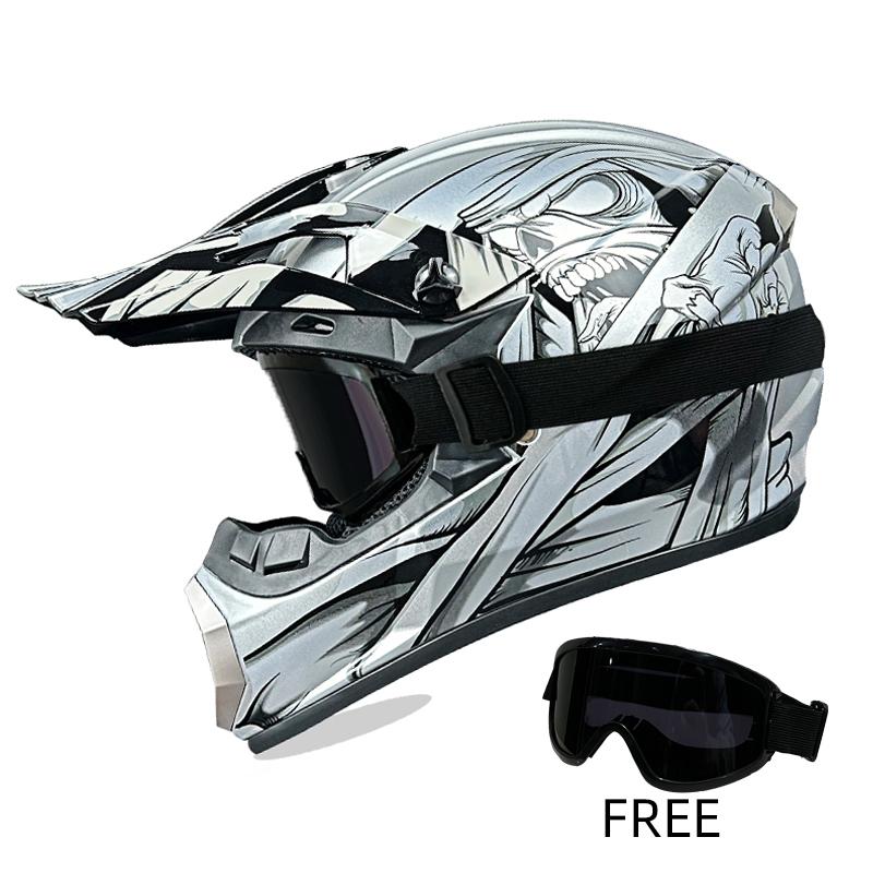 Professional Off-Road Helmet Dot Certified - Motorcycle Motocross Helmet with Goggles, Removable Liner & Lightweight Quick-Relea