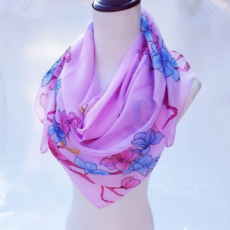 New Fashion Scarf 90 * 90 Square Scarf Chiffon Thin Scarf Sunshade and Sunscreen Headcloth Silk Scarf for Women