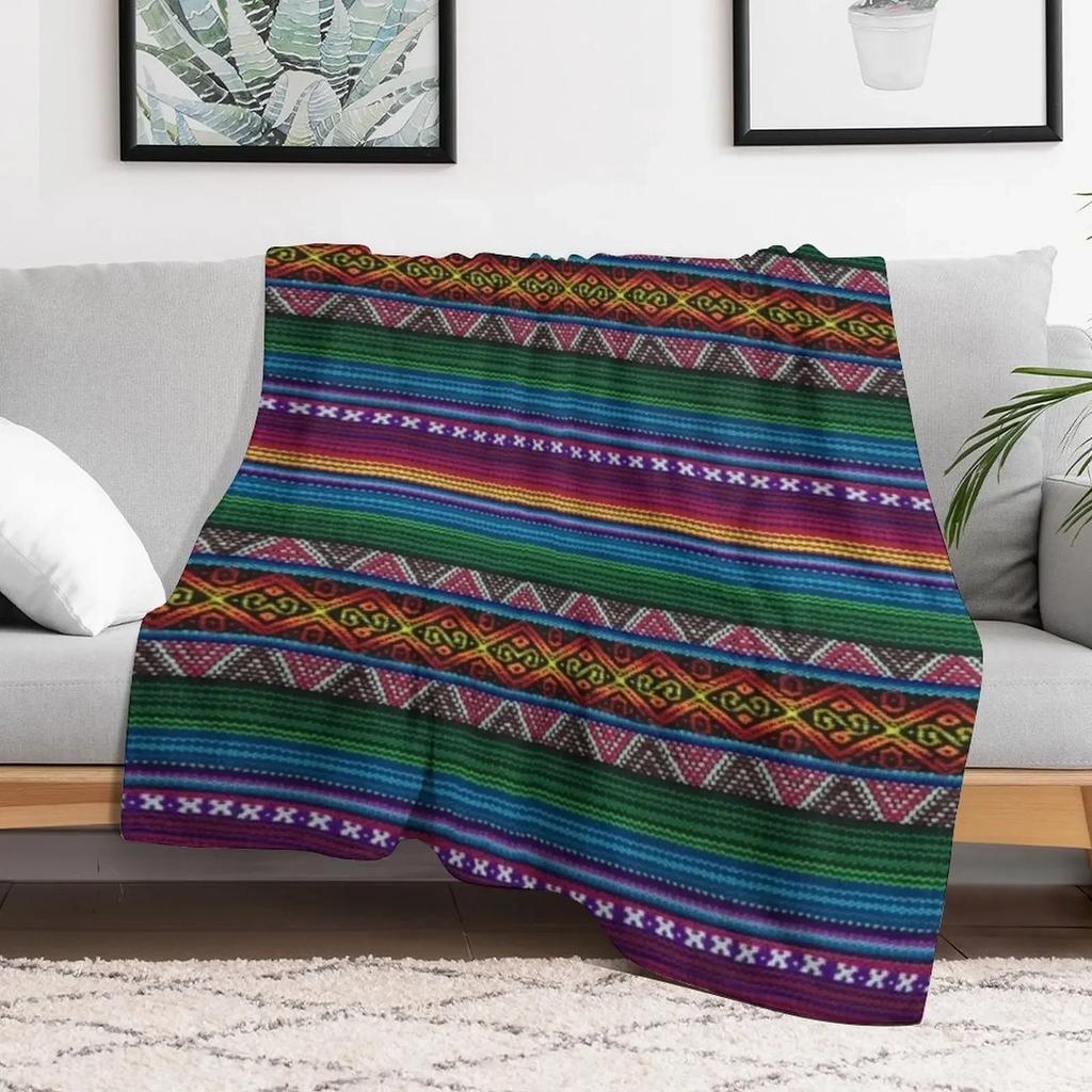 Peruvian Textile Pattern Throw Blanket Hairys Stuffeds Sofas Beach Blankets