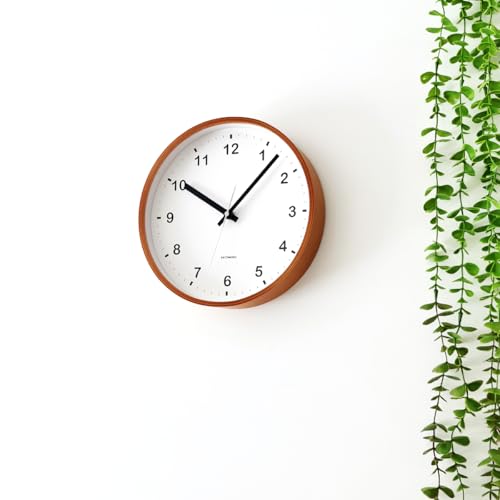 KATOMOKU plywood clock, light brown, km-36MRC, wall clock with continuous second hand, 25.2cm diameter (radio-controlled clock)