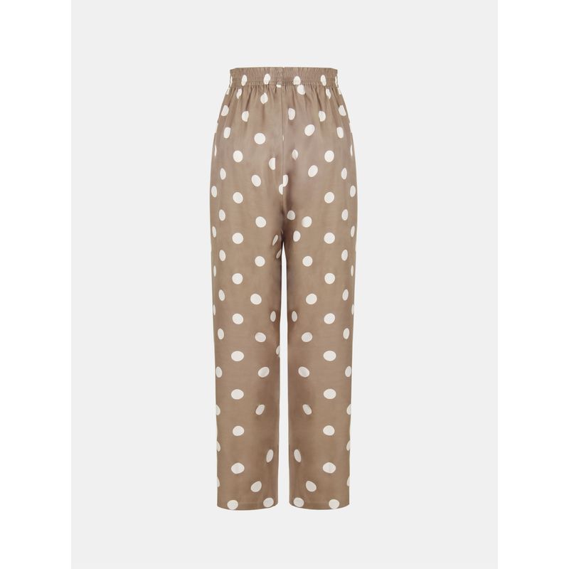 Micro Flaw Special Price ~ Blue Rose Plus Size Women's Silk Twill Casual Cropped Pants Classic Polka Dot Print Baggy Pants