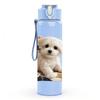 1PC Tiny Puppy Wearing Clothes 750ml Color Plastic Sports Water Bottle Leakproof Flip Straw Lid Suitable for Sports Office Home Use