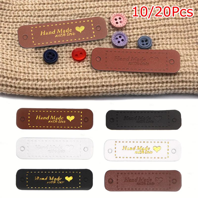 10PCS/PACK Leather Label Hot Stamped Clothing Classification Tags Gift Packaging Woven Products