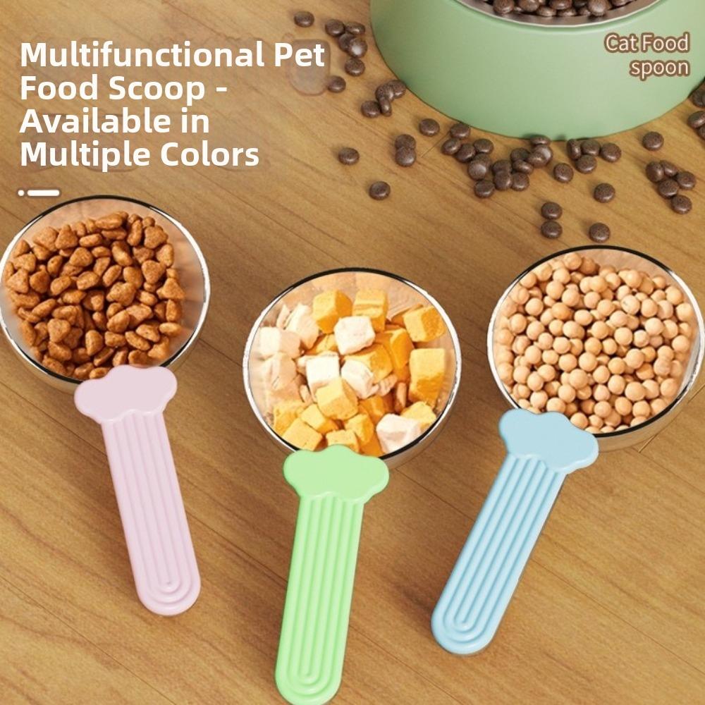 Multi-functional Pet Food Spoon Clear Scale With Clip Cat Food Measuring Spoon ABS Large Capacity Food Bag Clip Wet Pet Food