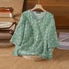 ZANZEA Women Casual V-Neck Loose 3/4 Sleeve Floral Print Blouse