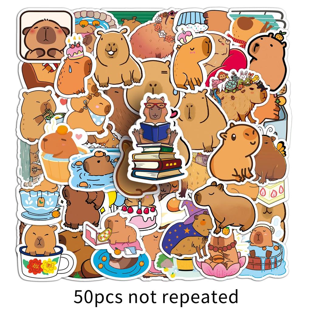 50 Cute Capybara Stickers: Cartoon Animals, Waterproof & Decorative for DIY Laptop & Phone Cases