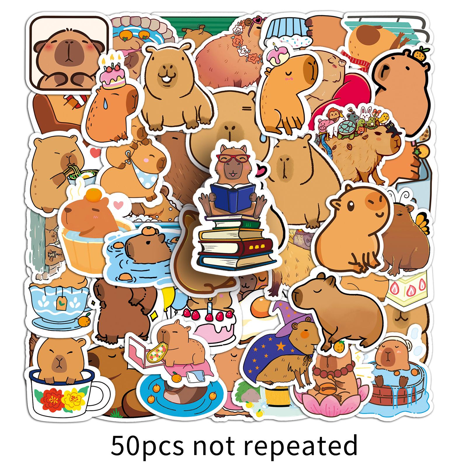 50 Cute Capybara Stickers for Water Bottles, Phone Cases & Computers