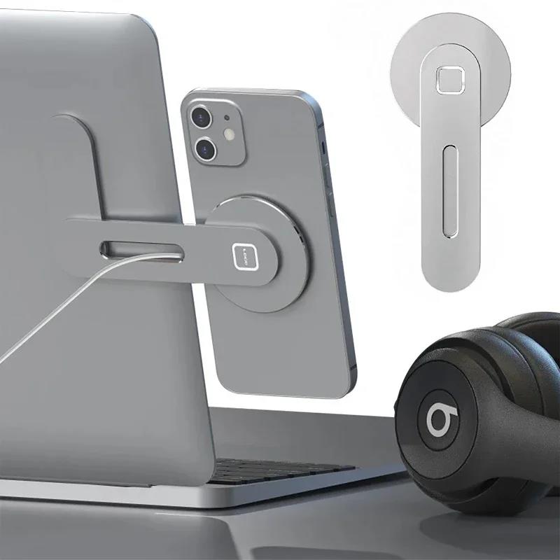 2026 Magnetic Foldable Laptop Side Phone Holder Ultra Slim Monitor Edge Phone Mount for iPhone 12-17 Series All Mobile Phones2
