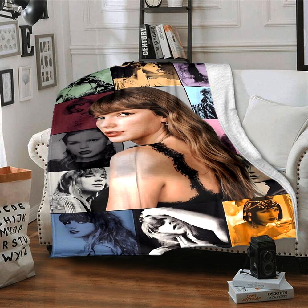 Taylor Swift Pop Art Collage Deken Zachte Plaid voor Huis Slaapkamer Bed Bank Reizen Kantoor Effen Kerstdeken
