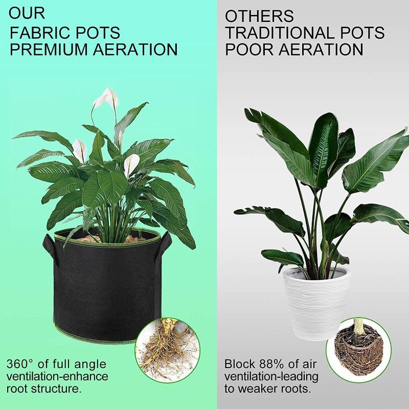 Pflanzsack Stoff Pflanzbeutel Schwarz Vlies Topf Anzuchttasche Baum Pflanze Anzuchttöpfe Gartenpflanzenbehälter