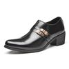 Summer Pointed Cuban Shoes Men's Large Size High Heels Casual Business Dress Leather Shoes Wedding Shoes