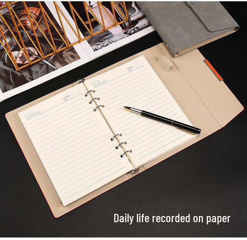A5 Three-fold Notebook with Loose-leaf Sheets, Magnetic Closure, and Custom Gift Box - Business Diary with Personalized Designs
