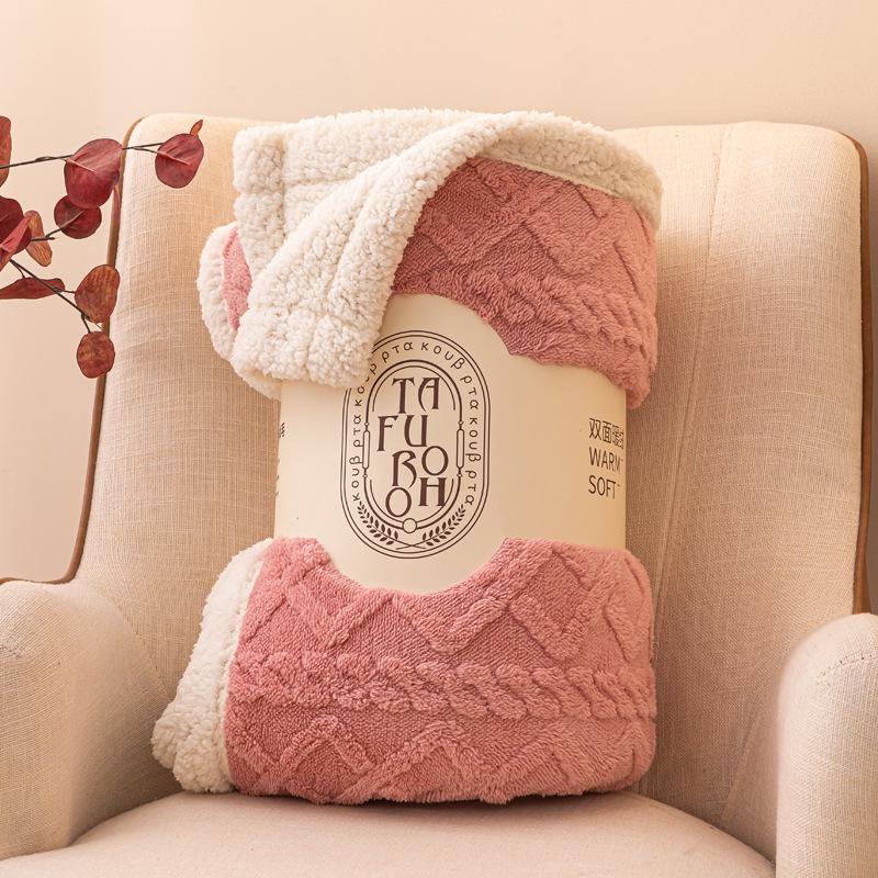 Lambswool & Taffeta Plush Multicolor Blanket - Ideal for Office, Autumn, Winter & All Seasons