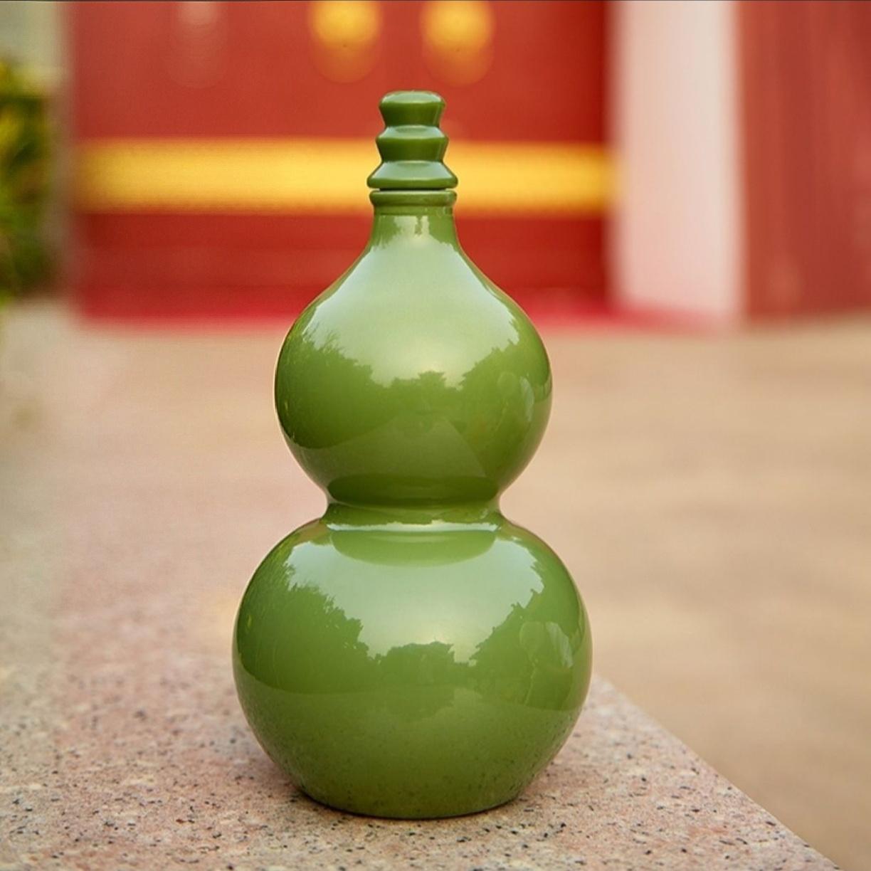 

Creative Gourd Style Baijiu Whisky Bottle Decorative Ornament for Living Room Study Milk Tea Fruit Tea Gift for Birthday 10.4x10.4x13.9cm зелёный