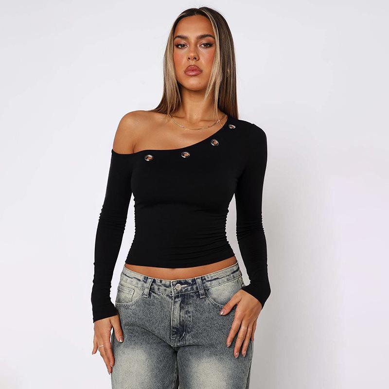 Europäischer Stil Damen Asymmetrisches Off-Shoulder Lochstickerei Cropped Pullover Top - Herbst Neuankunft