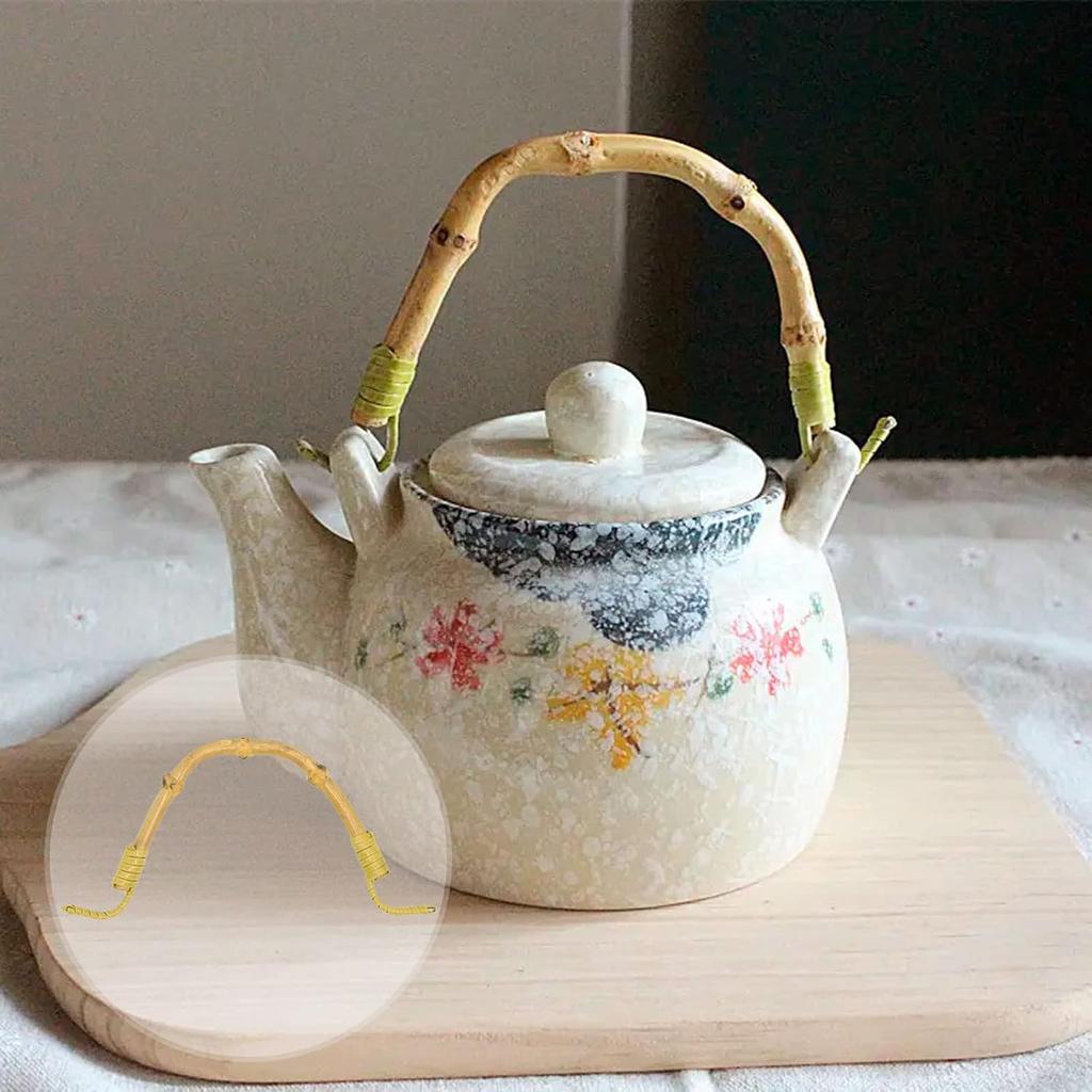 2 Pack Bamboo Teapot Handle Replacement Accessories for Ceramic & Pottery Tea Pots & Kettle - U-Shape Handle, 4 Inch