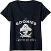 Womens The Goonies Never Say Die Pirate Captain Logo V-Neck T-Shirt