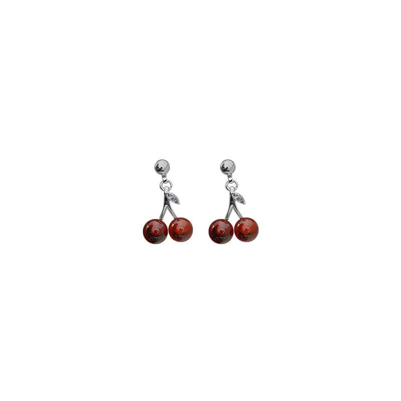 Red Garnet Cherry Earrings for Women In Autumn and Winter Festive Earrings